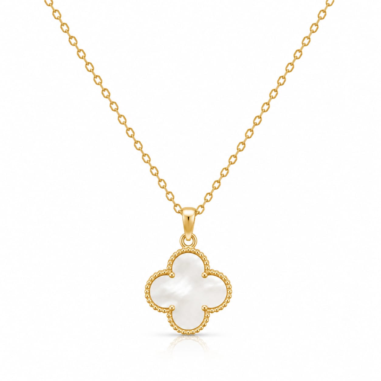 NAVIORA Anti Tarnish 18K Gold Clover Necklace For Women