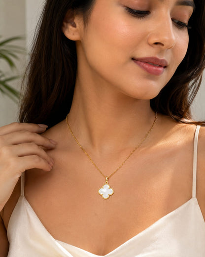 NAVIORA Anti Tarnish 18K Gold Clover Necklace For Women