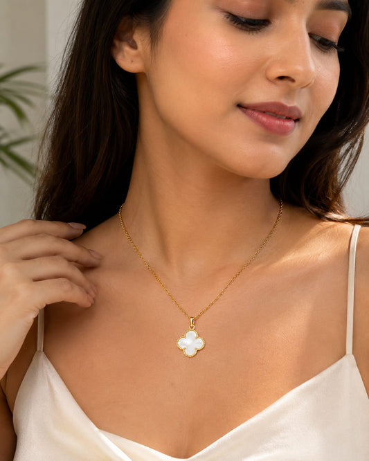 NAVIORA Anti Tarnish 18K Gold Clover Necklace For Women