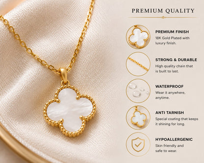 NAVIORA Anti Tarnish 18K Gold Clover Necklace For Women