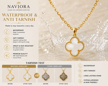 NAVIORA Anti Tarnish 18K Gold Clover Necklace For Women